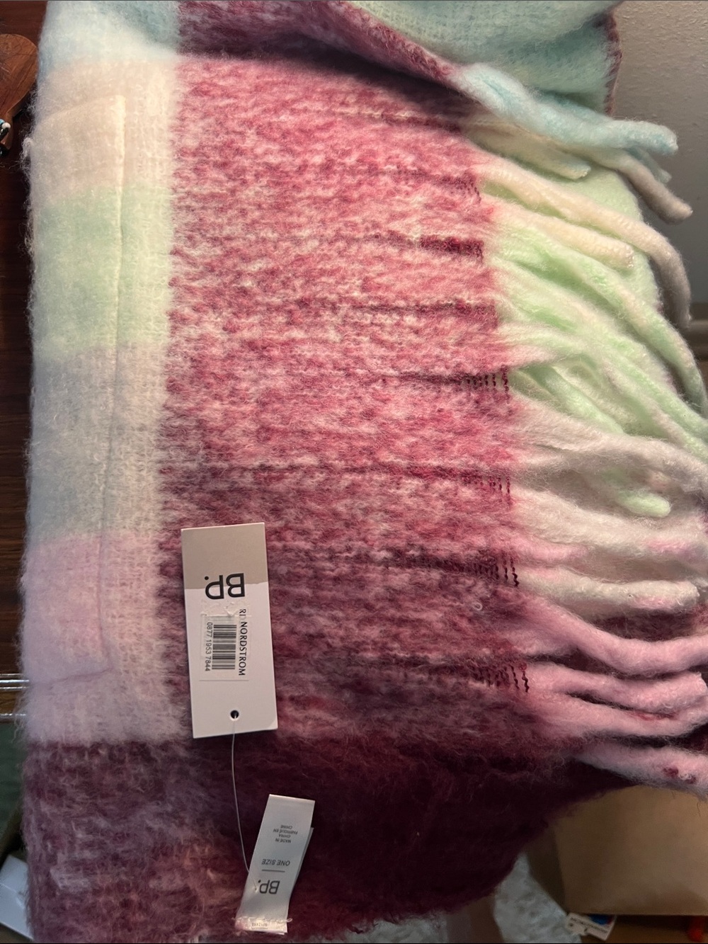 bp Ombre Fringe Scarf in Pink and Mint